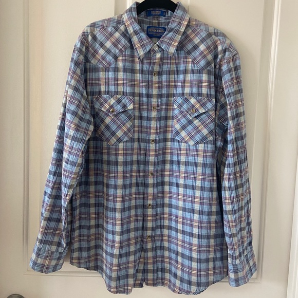Pendleton Other - Pendleton Shirt Mens Medium Button Up Bridgeport Long Sleeve Blue Plaid